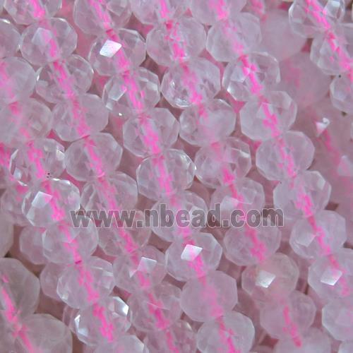 Rose Quartz beads, faceted rondelle, pink