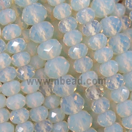 white opalite stone bead, faceted rondelle