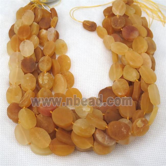 yellow Jade bead, rough oval