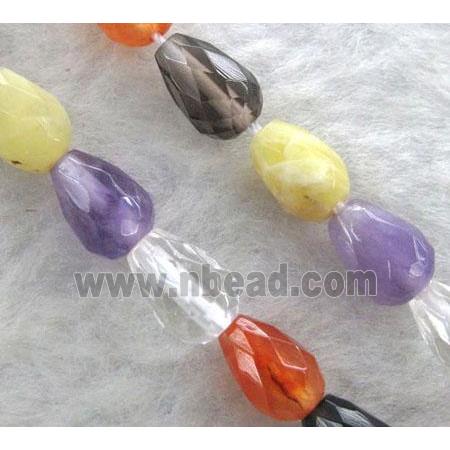 mixed gemstone beads, faceted teardrop
