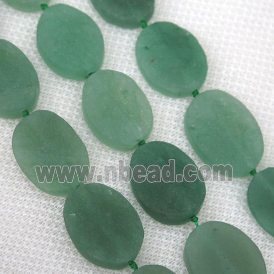green Aventurine beads, rough oval