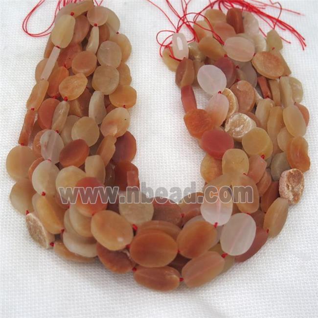 red Aventurine bead, rough oval