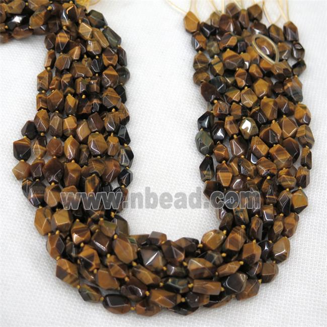natural Tiger eye stone chip bead, faceted freeform