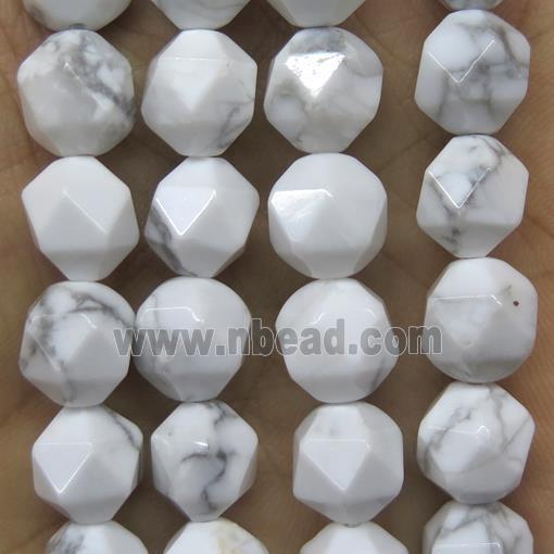 faceted round White Howlite Turquoise beads ball