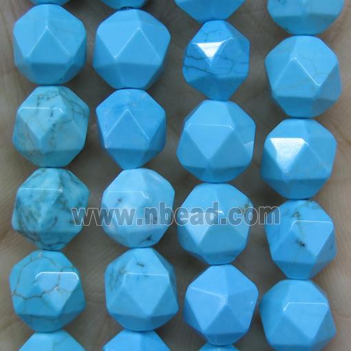 Natural Turquoise beads ball, blue treated, starcut