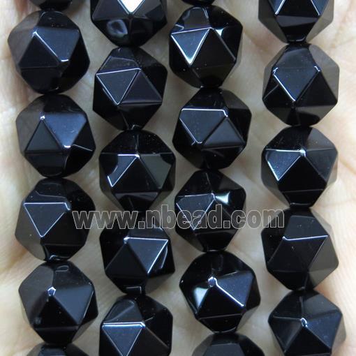 faceted round Black Onyx Agate beads ball