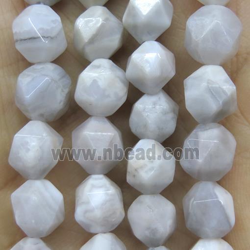 faceted round White Chinese Crazy Agate beads ball