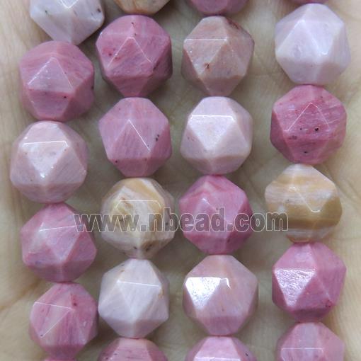 faceted round Chinese Rhodonite beads ball, pink