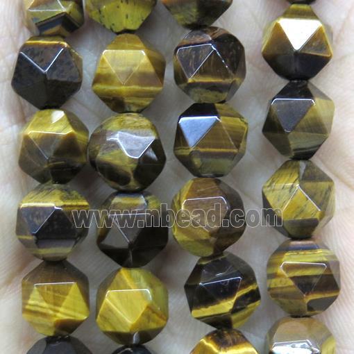 faceted round yellow Tiger eye stone beads ball