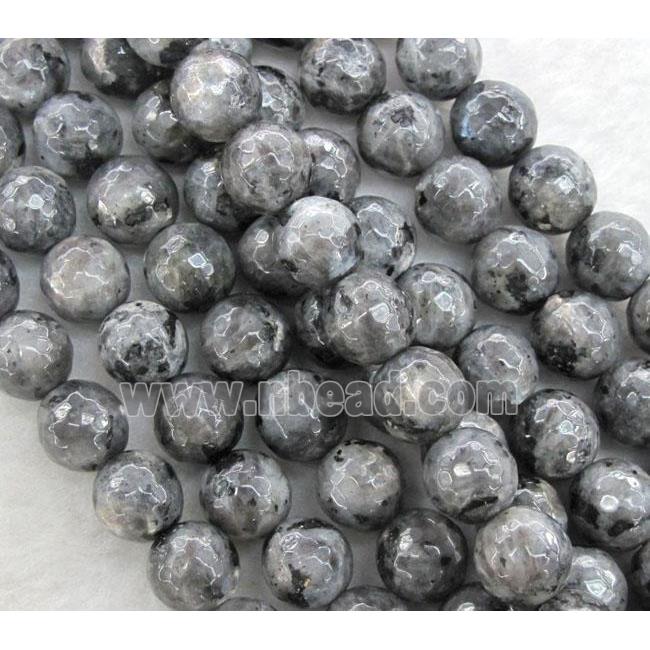 labradorite beads, faceted round, grey