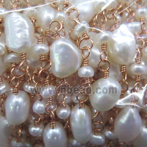freshwater Pearl bead chain, rose gold