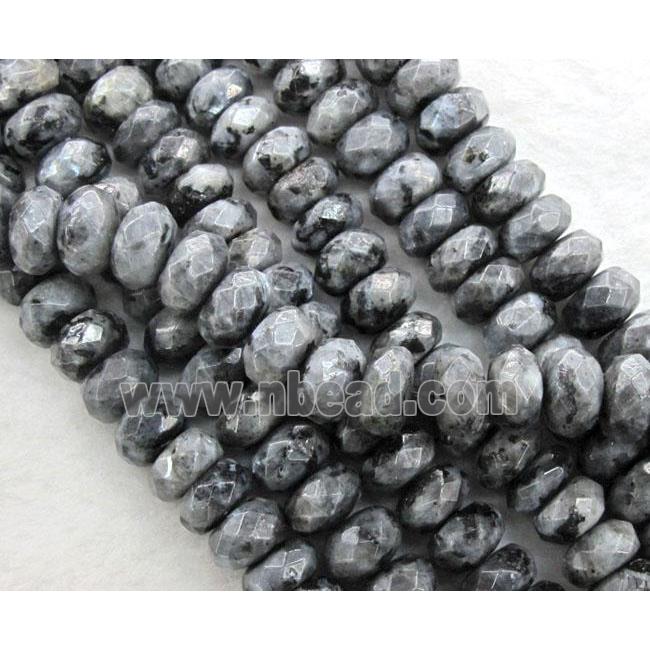 labradorite beads, faceted rondelle, grey