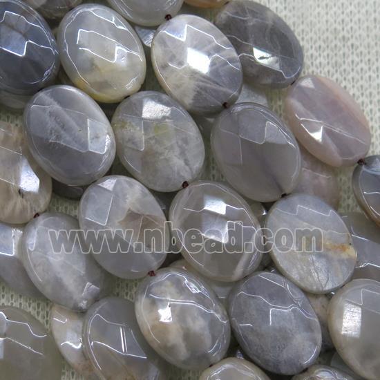 gray MoonStone beads, faceted oval, AB color plated
