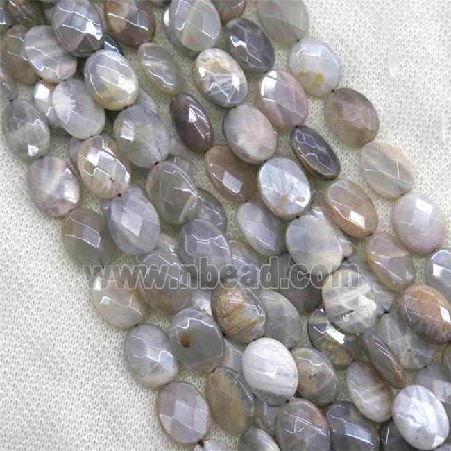 gray MoonStone beads, faceted oval, AB color plated
