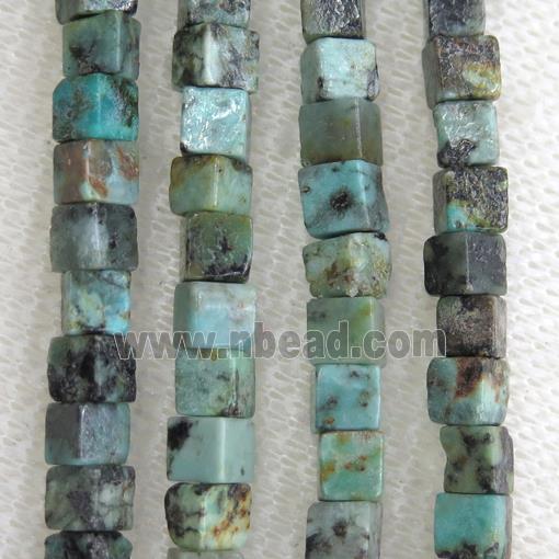 African Turquoise cube beads, green