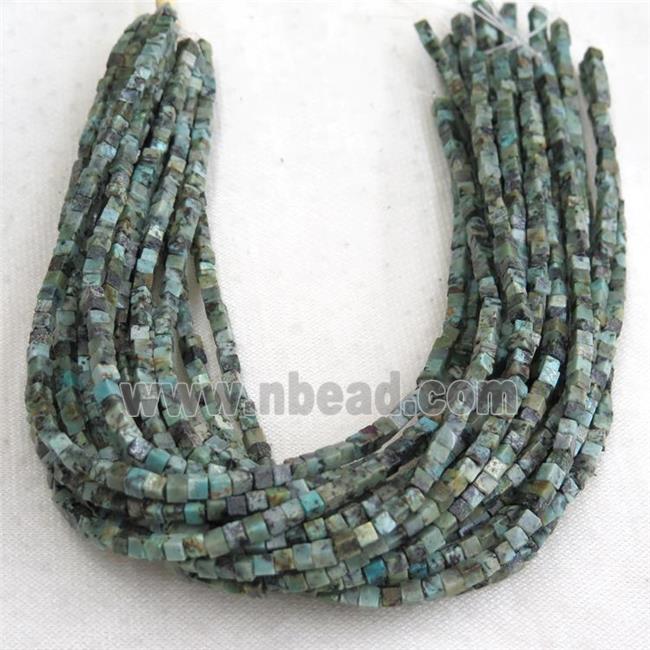 African Turquoise cube beads, green