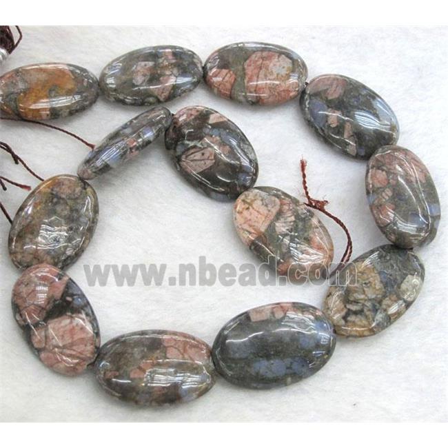 gray opal stone beads, flat oval