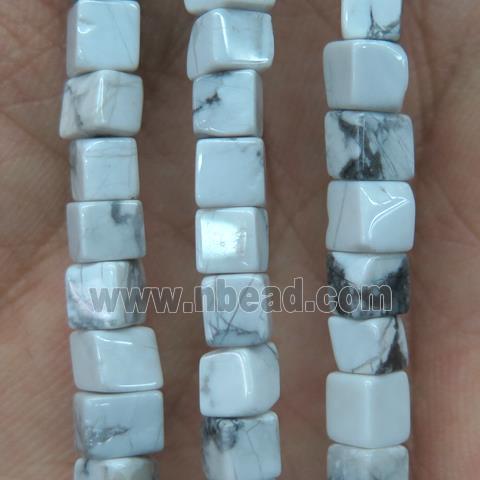 white howlite turquoise cube beads