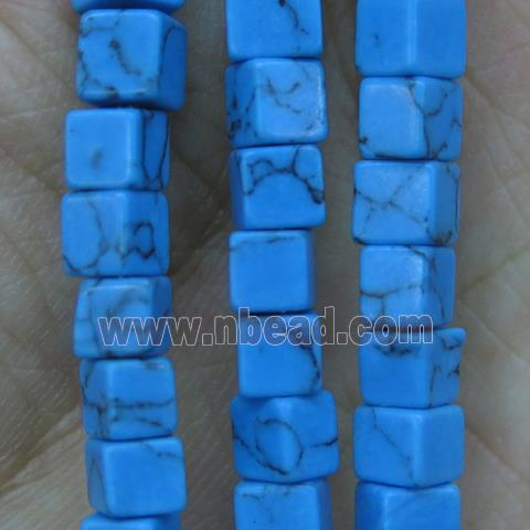 blue Turquoise cube beads, dye