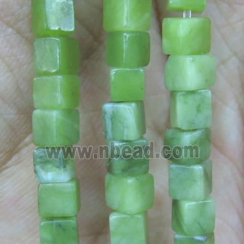 olive Taiwan Jade cube beads