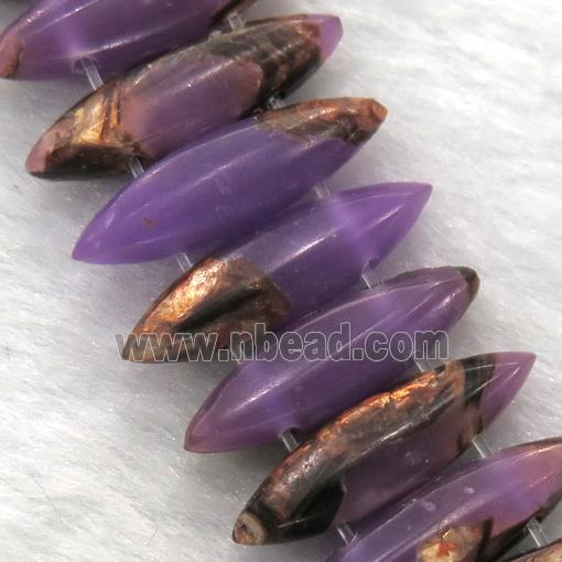 purple Imperial Jasper oval beads with broznite