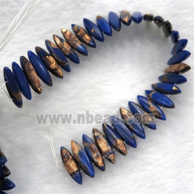blue Imperial Jasper oval beads with broznite