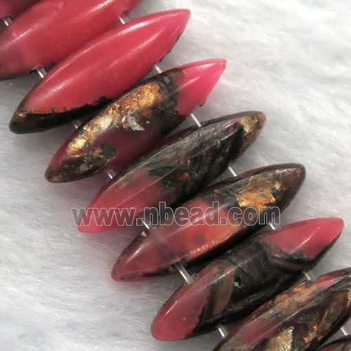 red Imperial Jasper oval beads with broznite