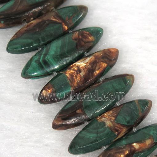 green Imperial Jasper oval beads with broznite