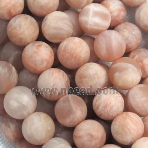 matte round Peach Sunstone beads