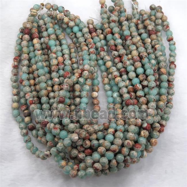 round blue Imperial Jasper beads, synthetic