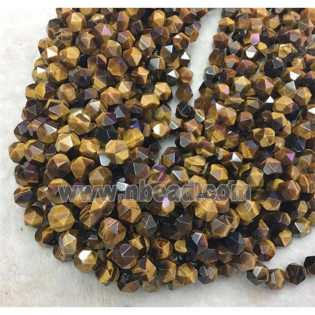yellow Tiger eye stone ball beads, faceted round