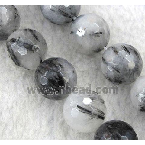 faceted-round Black Rutilated Quartz beads
