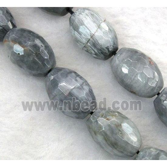 natural hawk Eye Stone beads, faceted barrel