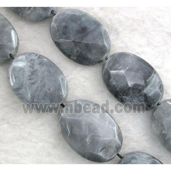 natural hawk Eye Stone beads, faceted oval