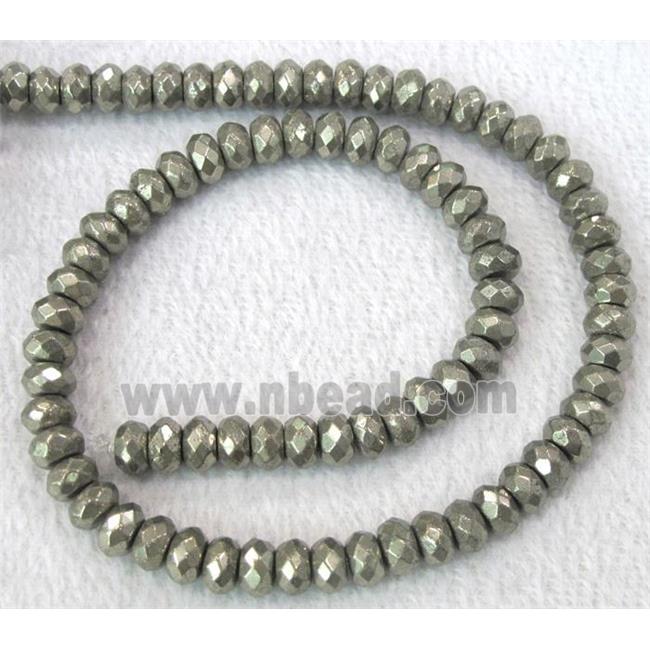 Pyrite Beads, faceted rondelle