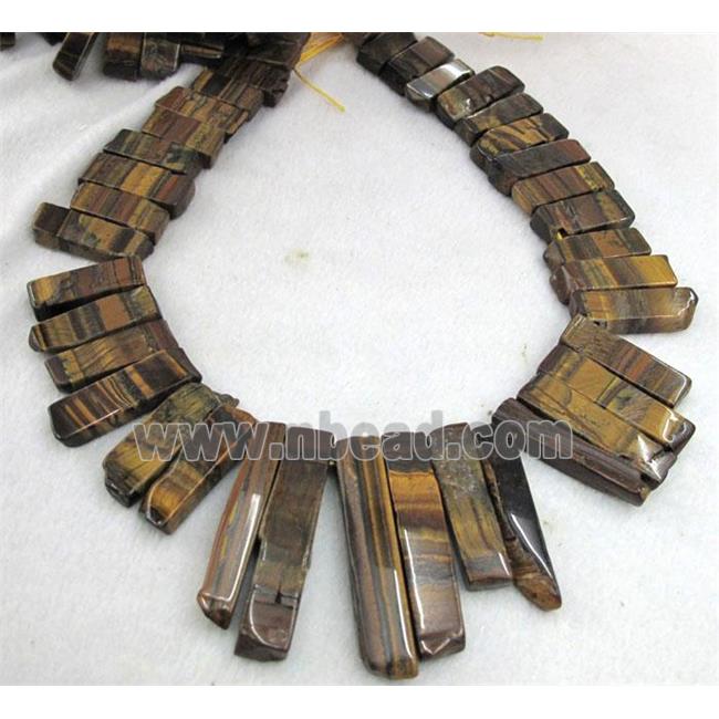 tiger eye stone beads collar, stick, yellow, top drilled