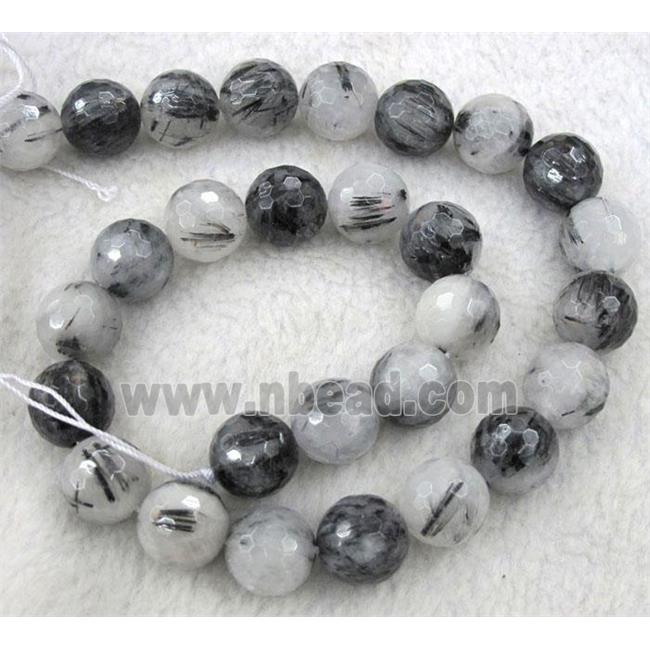Black Rutilated Quartz beads, faceted round