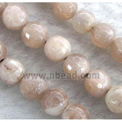 pink Sunstone beads, faceted round