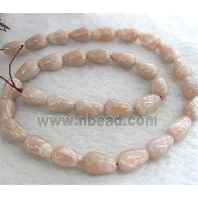 pink Sunstone beads, teardrop