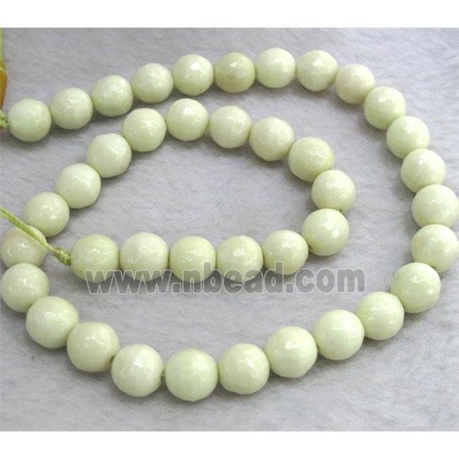 Lemon Chrysoprase Beads, faceted round, lt.green