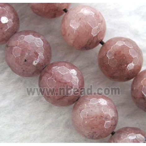 faceted round Strawberry Quartz beads