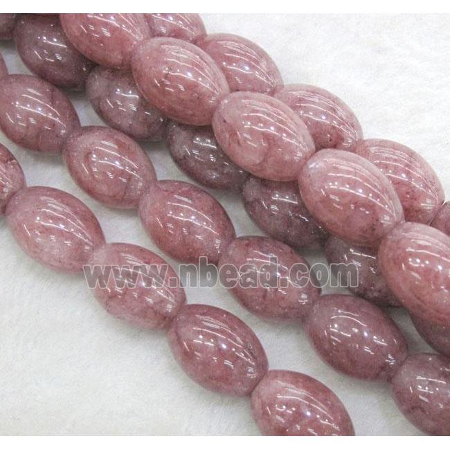 Strawberry Quartz beads, barrel