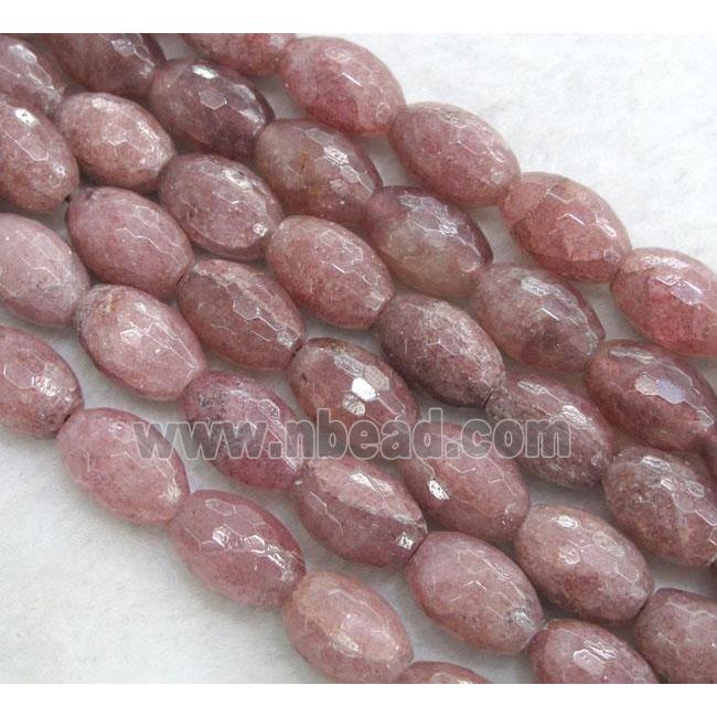 Strawberry Quartz beads, faceted barrel