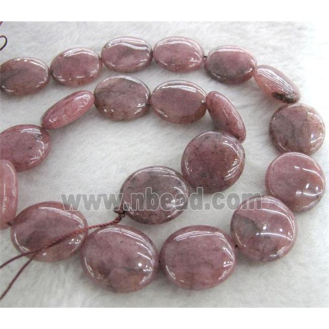 Strawberry Quartz beads, flat round