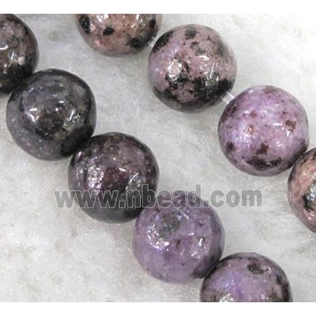 natural purple lepidolite beads, round