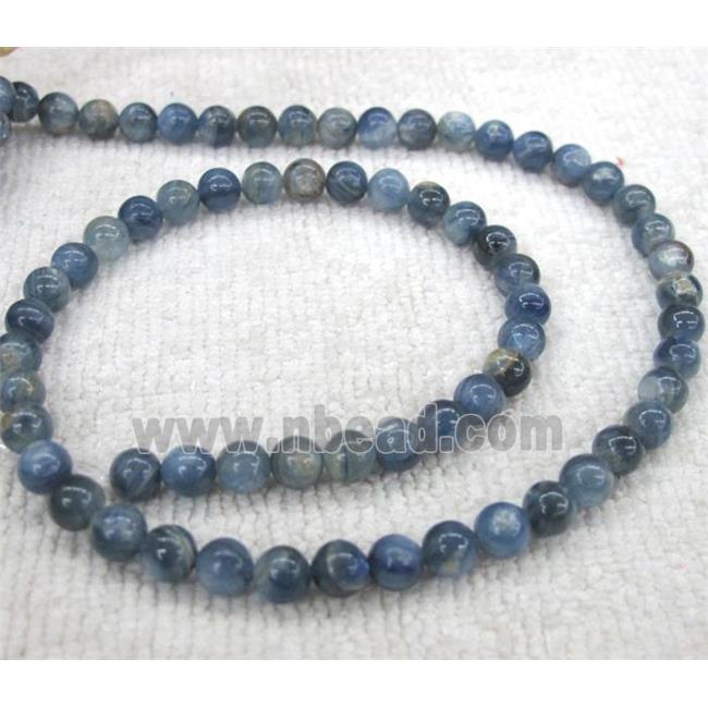 Kyanite beads, round, blue