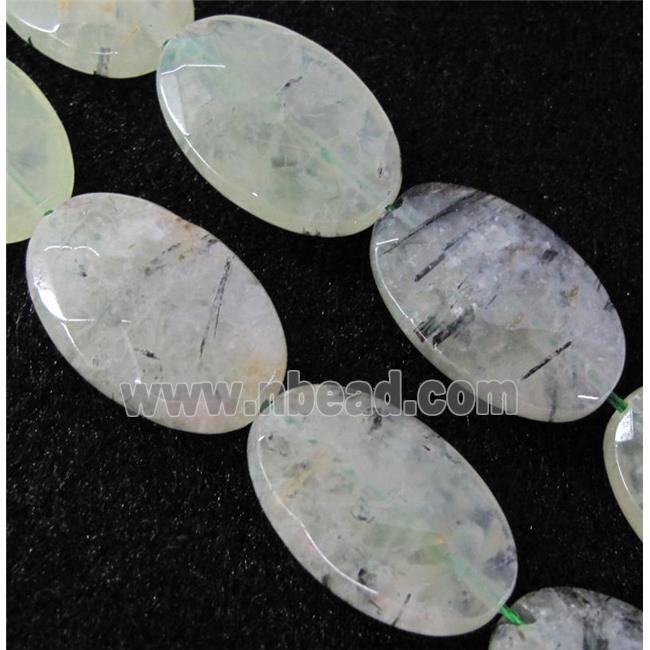 prehnite beads, faceted oval