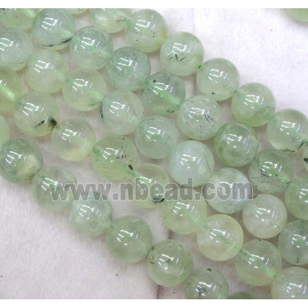 prehnite beads, round, lt.green