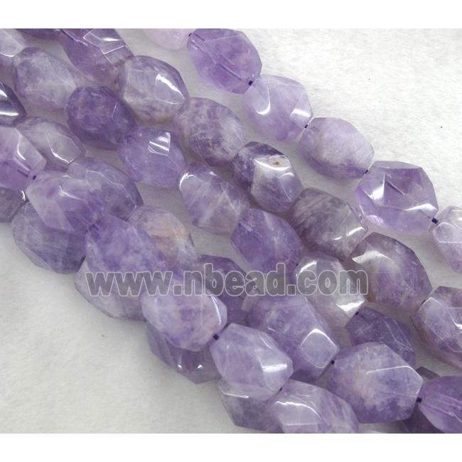 purple Chalcedony nugget beads, faceted freeform