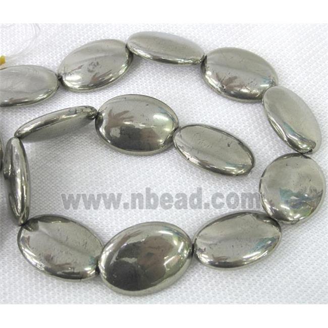pyrite bead, flat oval